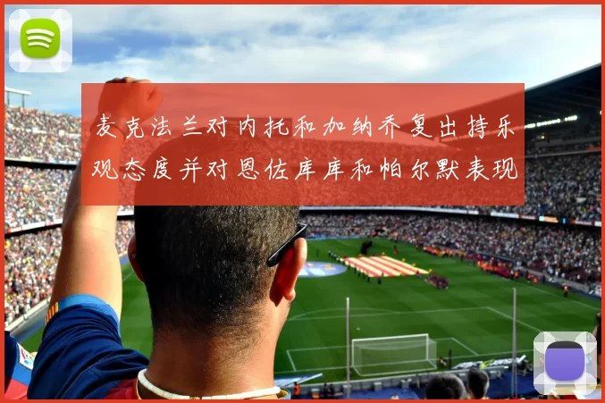 麦克法兰对内托和加纳乔复出持乐观态度并对恩佐库库和帕尔默表现表示满意